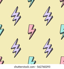 Vector abstract retro pattern with lightning bolts. Trendy thunder background in comics style