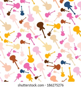 Vector Abstract Retro Seamless Music Background with Guitars