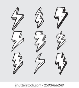 Vector abstract retro seamless pattern with lightning bolts