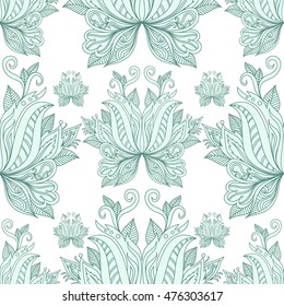 Vector abstract retro seamless pattern in blue colors