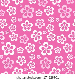 Vector Abstract Retro Seamless Pink Flower Pattern - Background