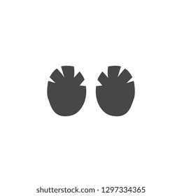 Vector abstract rhinoceros, hippo or elephant animal footprint black icon. African exctinction wild animals paw track icon. Isolated illustration