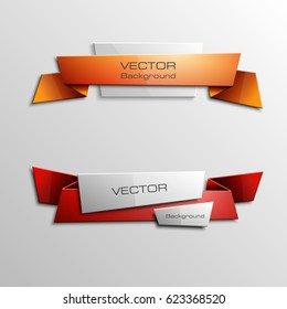 Vector abstract ribbon banner. The two original rectangular form. The flat band image. Advertising Design shape. Vector label tag.