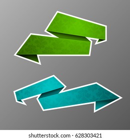 Vector abstract ribbon banner. The two original band banners form. Cartoon ribbon for title. The flat band image. Advertising Design banner shape. Vector annotation label ribbons tag.