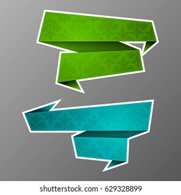 Vector abstract ribbon banner. The two original band banners form. Cartoon ribbon for title. The flat band image. Advertising Design banner shape. Vector annotation label ribbons tag.