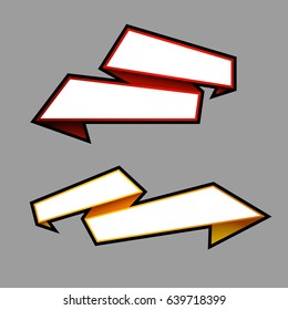 Vector abstract ribbon banner. The two original band banners form. Cartoon ribbon for title. The flat band image. Advertising Design banner shape. Vector annotation label ribbons tag.