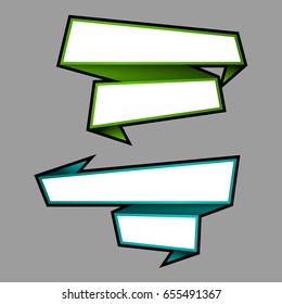 Vector abstract ribbon banner. The two original band banners form. Cartoon ribbon for title. Vector annotation label ribbons tag.