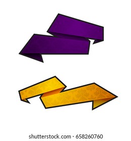Vector abstract ribbon banner. The two original band banners form. Cartoon ribbon for title. The flat band image. Advertising Design banner shape. Vector annotation label ribbons tag.