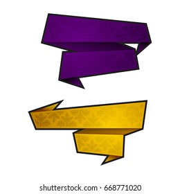 Vector abstract ribbon banner. The two original band banners form. Cartoon ribbon for title. The flat band image. Advertising Design banner shape. Vector annotation label ribbons tag.