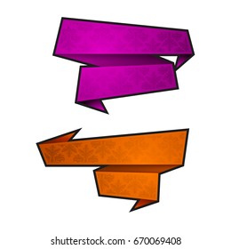 Vector abstract ribbon banner. The two original band banners form. Cartoon ribbon for title. The flat band image. Advertising Design banner shape. Vector annotation label ribbons tag.