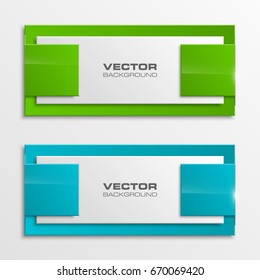 Vector abstract ribbon banner. The two original rectangular band banners form background. The flat band image. Advertising Design banner ribbon shape. Vector label ribbons tag.