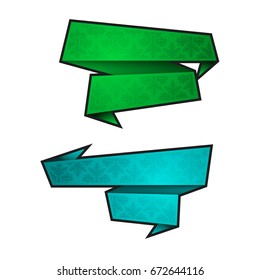 Vector abstract ribbon banner. The two original band banners form. Cartoon ribbon for title. The flat band image. Advertising Design banner shape. Vector annotation label ribbons tag.