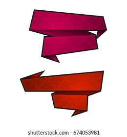 Vector abstract ribbon banner. The two original band banners form. Cartoon ribbon for title. The flat band image. Advertising Design banner shape. Vector annotation label ribbons tag.
