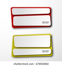 Vector abstract ribbon banner. The two original rectangular band banners form background. The flat band image. Advertising Design banner ribbon shape. Vector label ribbons tag.