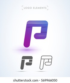 Vector abstract ribbon letter P logo design