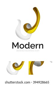 Vector abstract ribbon logo with business card identity design. Corporate modern swirl element isolated on white
