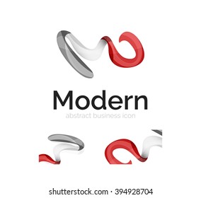 Vector abstract ribbon logo with business card identity design. Corporate modern swirl element isolated on white