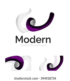 Vector abstract ribbon logo with business card identity design. Corporate modern swirl element isolated on white