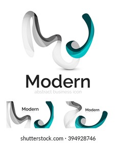 Vector abstract ribbon logo with business card identity design. Corporate modern swirl element isolated on white