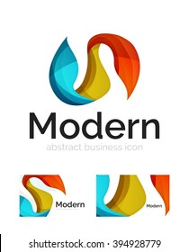 Vector abstract ribbon logo with business card identity design. Corporate modern swirl element isolated on white