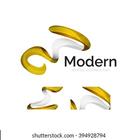 Vector abstract ribbon logo with business card identity design. Corporate modern swirl element isolated on white