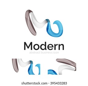 Vector abstract ribbon logo with business card identity design. Corporate modern swirl element isolated on white