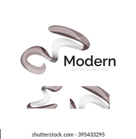 Vector abstract ribbon logo with business card identity design. Corporate modern swirl element isolated on white