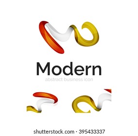 Vector abstract ribbon logo with business card identity design. Corporate modern swirl element isolated on white
