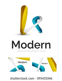 Vector abstract ribbon logo with business card identity design. Corporate modern swirl element isolated on white