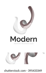 Vector abstract ribbon logo with business card identity design. Corporate modern swirl element isolated on white