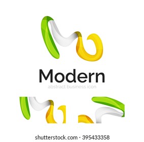 Vector abstract ribbon logo with business card identity design. Corporate modern swirl element isolated on white