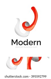 Vector abstract ribbon logo with business card identity design. Corporate modern swirl element isolated on white