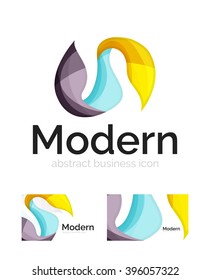 Vector abstract ribbon logo with business card identity design. Corporate modern swirl element isolated on white