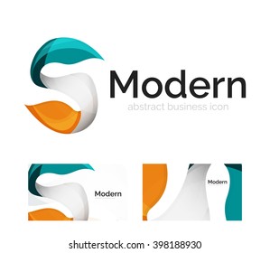 Logo de cinta abstracta vectora con diseño de identidad de tarjeta de visita. Elemento giratorio moderno y corporativo aislado en blanco