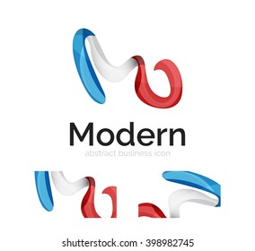 Vector abstract ribbon logo with business card identity design. Corporate modern swirl element isolated on white
