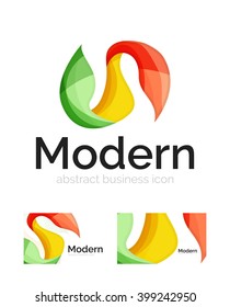 Vector abstract ribbon logo with business card identity design. Corporate modern swirl element isolated on white