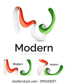 Vector abstract ribbon logo with business card identity design. Corporate modern swirl element isolated on white