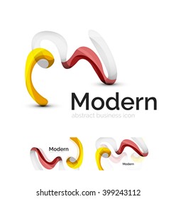 Vector abstract ribbon logo with business card identity design. Corporate modern swirl element isolated on white