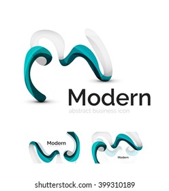 Vector abstract ribbon logo with business card identity design. Corporate modern swirl element isolated on white