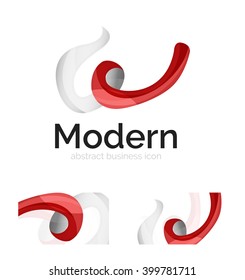 Vector abstract ribbon logo with business card identity design. Corporate modern swirl element isolated on white