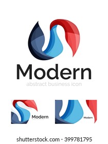 Vector abstract ribbon logo with business card identity design. Corporate modern swirl element isolated on white
