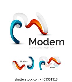 Vector abstract ribbon logo with business card identity design. Corporate modern swirl element isolated on white