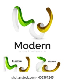 Vector abstract ribbon logo with business card identity design. Corporate modern swirl element isolated on white