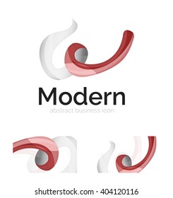 Vector abstract ribbon logo with business card identity design. Corporate modern swirl element isolated on white