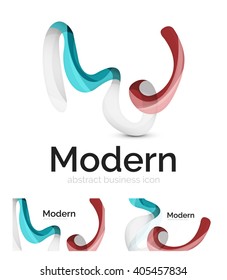 Vector abstract ribbon logo with business card identity design. Corporate modern swirl element isolated on white