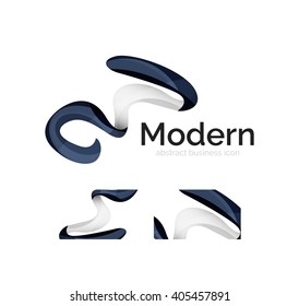 Vector abstract ribbon logo with business card identity design. Corporate modern swirl element isolated on white