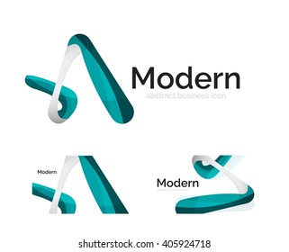 Vector abstract ribbon logo with business card identity design. Corporate modern swirl element isolated on white