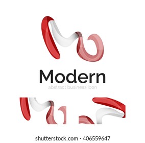 Vector abstract ribbon logo with business card identity design