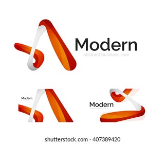 Vector abstract ribbon logo with business card identity design. Corporate modern swirl element isolated on white