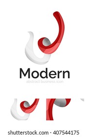Vector abstract ribbon logo with business card identity design. Corporate modern swirl element isolated on white